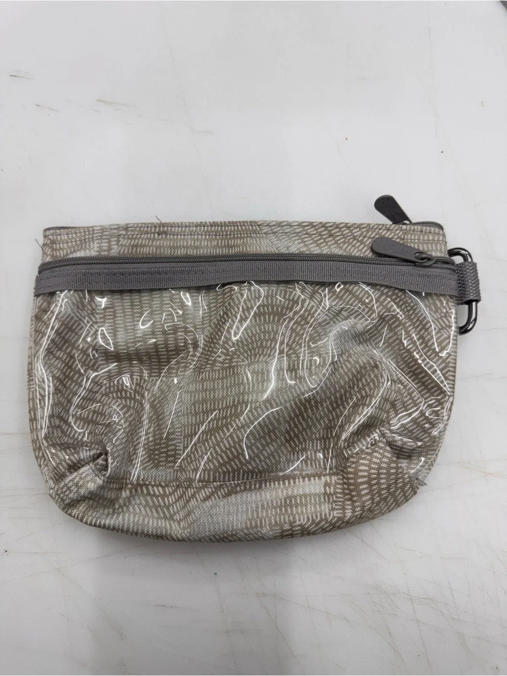 Thirty-One Small Gray Cosmetic Bag 2 Zippers